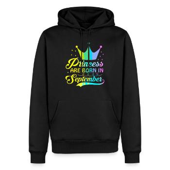 anniversaire joyeux septembre né dans funny party queen - Sweat à capuche Premium bio Homme - noir - Devant - Nico (187cm)