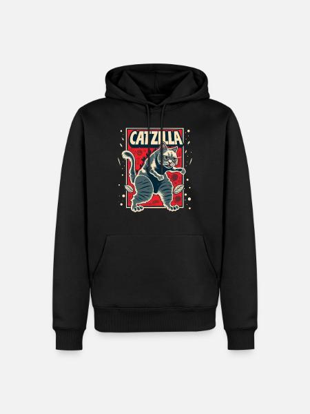 Catzilla - Männer Premium Bio Hoodie - Schwarz