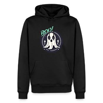 Geist / Gespenst / Halloween / Laken / Boo / Spuk - Männer Premium Bio Hoodie - Schwarz - Vorne - Nico (187cm)