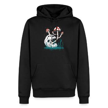 Crâne et champignons - Sweat à capuche Premium bio Homme - noir - Devant - Nico (187cm)