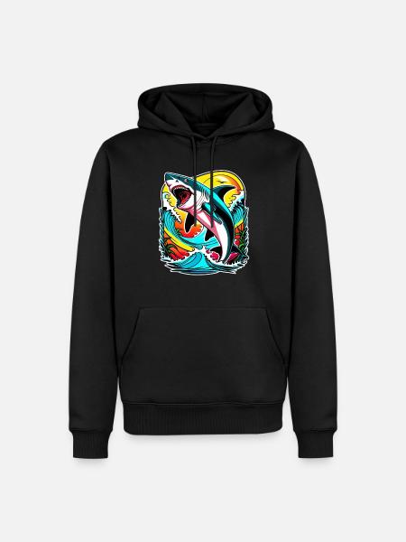 requin - Sweat à capuche Premium bio Homme - noir