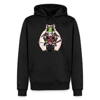 Frosch Samurai - Männer Premium Bio Hoodie - Schwarz - Vorne - Nico (187cm)