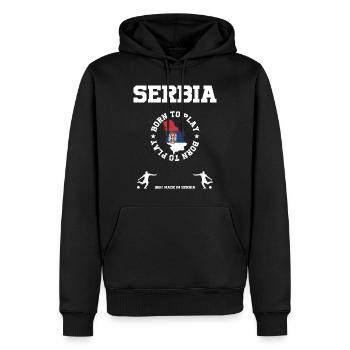 Serbien - Männer Premium Bio Hoodie - Schwarz - Vorne - Nico (187cm)
