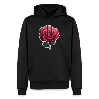 Rose rouge - Sweat à capuche Premium bio Homme - noir - Devant - Nico (187cm)