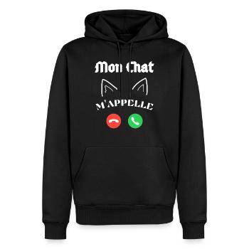 Je n'ai pas le Temp - Mon Chat m'appelle - Sweat à capuche Premium bio Homme - noir - Devant - Nico (187cm)