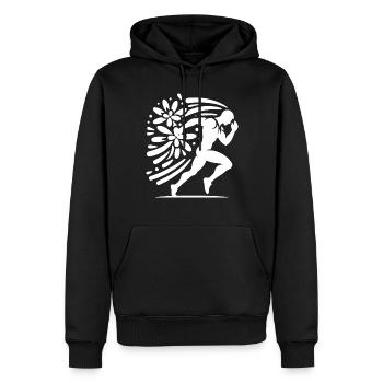 Lauf in den Frühling - Männer Premium Bio Hoodie - Schwarz - Vorne - Nico (187cm)