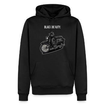 Hirondelle (noire) // Illustration - Sweat à capuche Premium bio Homme - noir - Devant - Nico (187cm)