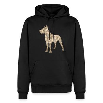GEOMETRISCHE DEUTSCHE DEUTSCHE DOGGE braun - Männer Premium Bio Hoodie - Schwarz - Vorne - Nico (187cm)