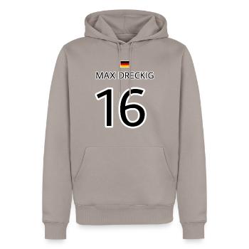 Nummer 16 - Männer Premium Bio Hoodie - Taupe - Vorne - Nico (187cm)