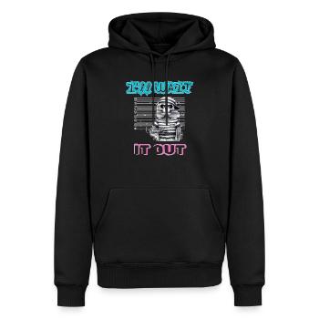 Je vais attendre - Sweat à capuche Premium bio Homme - noir - Devant - Nico (187cm)