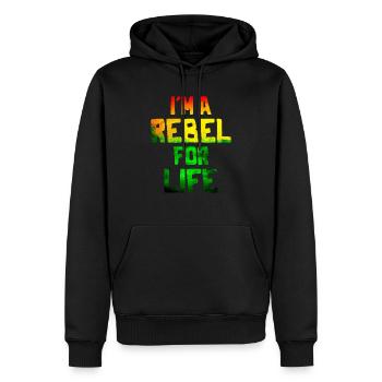 Musique reggae - Je suis un rebelle pour la vie - Sweat à capuche Premium bio Homme - noir - Devant - Nico (187cm)