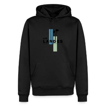 033c LES LANDES7 - Sweat à capuche Premium bio Homme - noir - Devant - Nico (187cm)