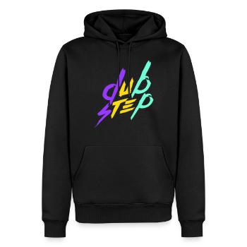 Dub Step Techno Musique Party Club Texte Lettrage - Sweat à capuche Premium bio Homme - noir - Devant - Nico (187cm)