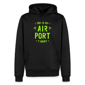This is my Airport T-Shirt - Flughafen - Flugzeug - Männer Premium Bio Hoodie - Schwarz - Vorne - Nico (187cm)