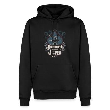 Hammered And Happy - Men’s Premium Organic Hoodie - black - Front - Nico (187cm)