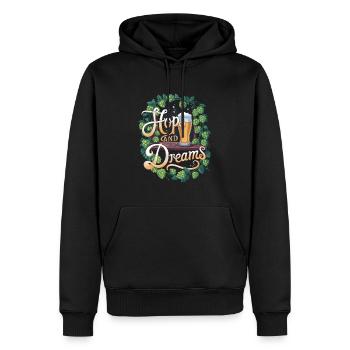 Hopfen und Träume - Männer Premium Bio Hoodie - Schwarz - Vorne - Nico (187cm)