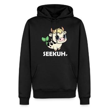 Funny Manatee - Men’s Premium Organic Hoodie - black - Front - Nico (187cm)