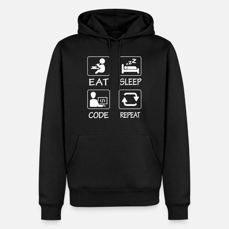 Essen Schlaf Code Wiederholen - Männer Premium Bio Hoodie - Schwarz