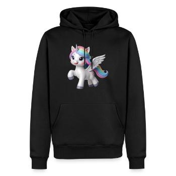 Einhorn 2 - Männer Premium Bio Hoodie - Schwarz - Vorne - Nico (187cm)