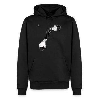 La carte de la Norvège encadre le vrai football - Sweat à capuche Premium bio Homme - noir - Devant - Nico (187cm)