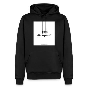 I love madagascar - Sweat à capuche Premium bio Homme - noir - Devant - Nico (187cm)