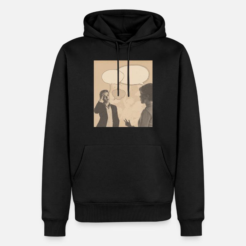 Retro-Konversation - Männer Premium Bio Hoodie - Schwarz