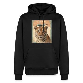 Tigre et avion - Sweat à capuche Premium bio Homme - noir - Devant - Nico (187cm)