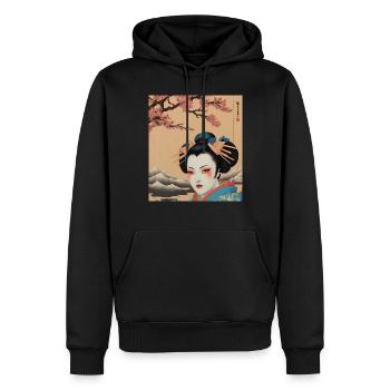 Oeuvre d’art traditionnelle japonaise de geisha - Sweat à capuche Premium bio Homme - noir - Devant - Nico (187cm)