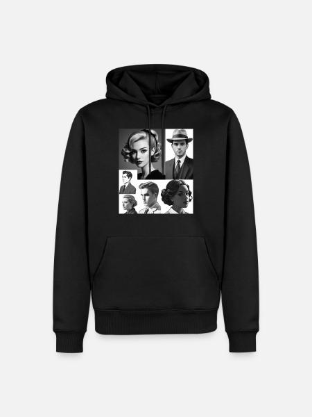 Retro hairstyles and clothes - Men’s Premium Organic Hoodie - black