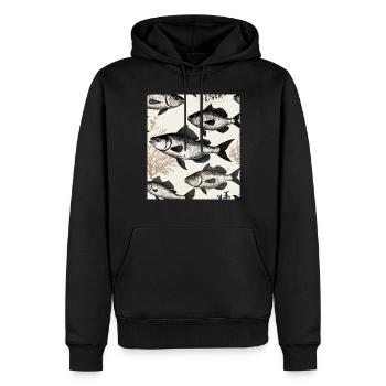 Dessin de poisson à la japonaise - Sweat à capuche Premium bio Homme - noir - Devant - Nico (187cm)