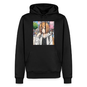 Anime character on the street of the city - Men’s Premium Organic Hoodie - black - Front - Nico (187cm)