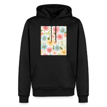 Blumenmuster - Männer Premium Bio Hoodie - Schwarz - Vorne - Nico (187cm)