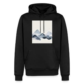 Montagnes abstraites - Sweat à capuche Premium bio Homme - noir - Devant - Nico (187cm)