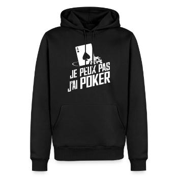 je peux pas j'ai Poker - Sweat à capuche Premium bio Homme - noir - Devant - Nico (187cm)
