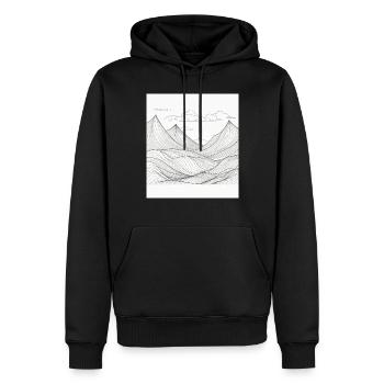 Paysage de montagne en ligne - Sweat à capuche Premium bio Homme - noir - Devant - Nico (187cm)