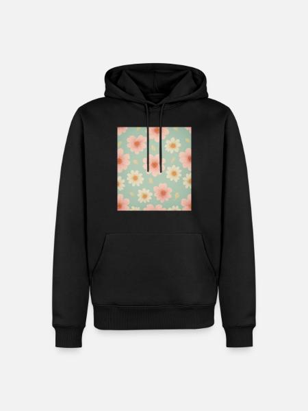 Floral wallpaper pattern - Men’s Premium Organic Hoodie - black