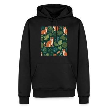 Un renard parmi les feuilles - Sweat à capuche Premium bio Homme - noir - Devant - Nico (187cm)