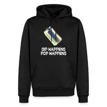 Sip Happens, Pop Happens - Men’s Premium Organic Hoodie - black - Front - Nico (187cm)