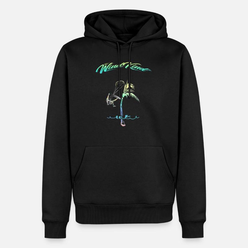 Palmier Kitesurfeur - Sweat à capuche Premium bio Homme - noir