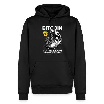 Bitcoin Astronaut - To the Moon and Beyond - Männer Premium Bio Hoodie - Schwarz - Vorne - Nico (187cm)