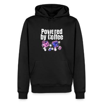 Powered by Coffee - Männer Premium Bio Hoodie - Schwarz - Vorne - Nico (187cm)