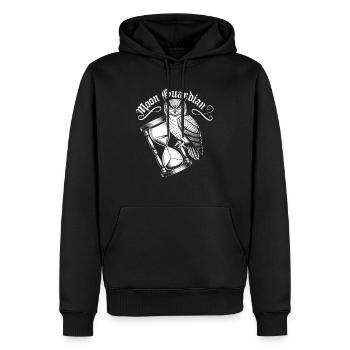Moon Guardian – Hibou mystique avec sablier - Sweat à capuche Premium bio Homme - noir - Devant - Nico (187cm)