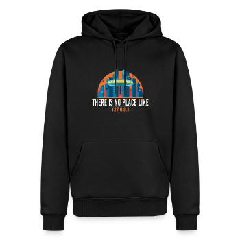 Il n’y a pas d’endroit comme 127.0.0.1 - Sweat à capuche Premium bio Homme - noir - Devant - Nico (187cm)