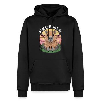 Capybara-Wut Verschlingt Mich - Männer Premium Bio Hoodie - Schwarz - Vorne - Nico (187cm)