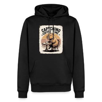 Capychino Kaffee Zeit - Männer Premium Bio Hoodie - Schwarz - Vorne - Nico (187cm)