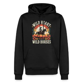 Barrel Racing Wild Heart Wild Horses - Men’s Premium Organic Hoodie - black - Front - Nico (187cm)