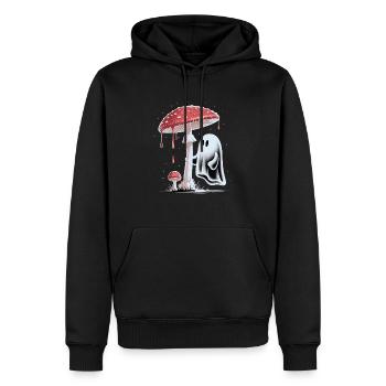 Halloween Whimsical Ghost & Toadstool Cottagecore - Men’s Premium Organic Hoodie - black - Front - Nico (187cm)