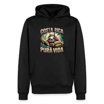 Pura Vida Costa Rica Paresseux - Sweat à capuche Premium bio Homme - noir - Devant - Nico (187cm)
