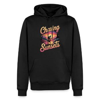 Radfahrer auf der Jagd nach Sonnenuntergängen - Männer Premium Bio Hoodie - Schwarz - Vorne - Nico (187cm)