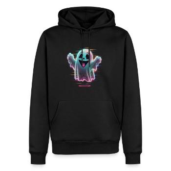 Gruseliger Glitch Ghost Boo Halloween - Männer Premium Bio Hoodie - Schwarz - Vorne - Nico (187cm)